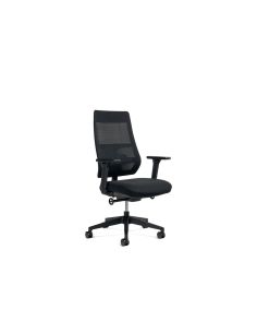 Silla Rocada Direccion Con Brazos Regulables Base Polimero Respaldo De Malla Y Asiento En Tela Negro