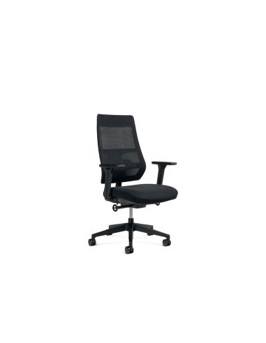 Silla Rocada Direccion Con Brazos Regulables Base Polimero Respaldo De Malla Y Asiento En Tela Negro