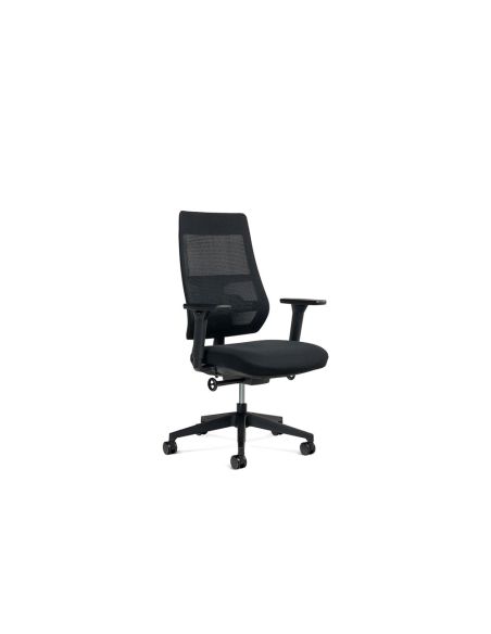 Silla Rocada Direccion Con Brazos Regulables Base Polimero Respaldo De Malla Y Asiento En Tela Negro