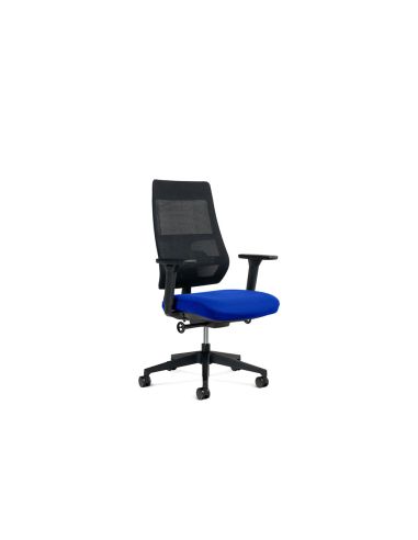 Silla Rocada Direccion Con Brazos Regulables Base Polimero Respaldo De Malla Y Asiento En Tela Azul