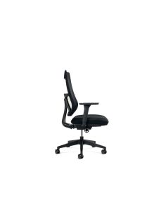 Silla Rocada Direccion Con Brazos Regulables Base Polimero Respaldo De Malla Y Asiento En Tela Azul 2