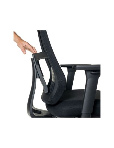 Silla Rocada Direccion Con Brazos Regulables Base Polimero Respaldo De Malla Y Asiento En Tela Azul