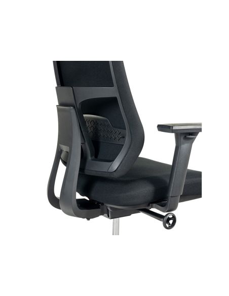 Silla Rocada Direccion Con Brazos Regulables Base Polimero Respaldo Y Asiento En Tela Ignifuga Negro
