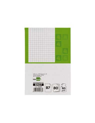 Bloc Notas Liderpapel Cuadro 4Mm B7 80 Hojas 60G/M2 Perforado