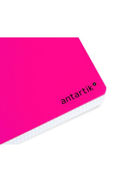 Cuaderno Espiral A4 Antartik Tapa Dura 80H 90Gr Cuadro 4Mm Con Margen Color Rosa Fluor