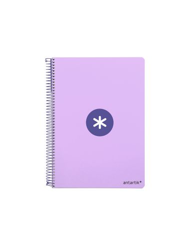 Cuaderno Espiral A4 Antartik Tapa Dura 80H 90Gr Cuadro 4Mm Con Margen Color Lavanda