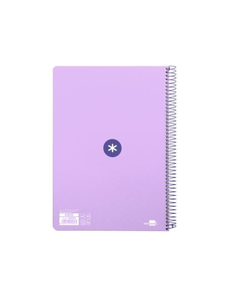 Cuaderno Espiral A4 Antartik Tapa Dura 80H 90Gr Cuadro 4Mm Con Margen Color Lavanda