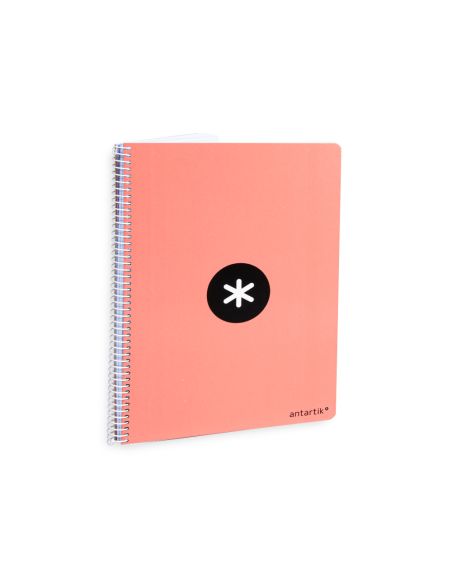 Cuaderno Espiral A4 Antartik Tapa Dura 80H 90Gr Cuadro 4Mm Con Margen Color Coral