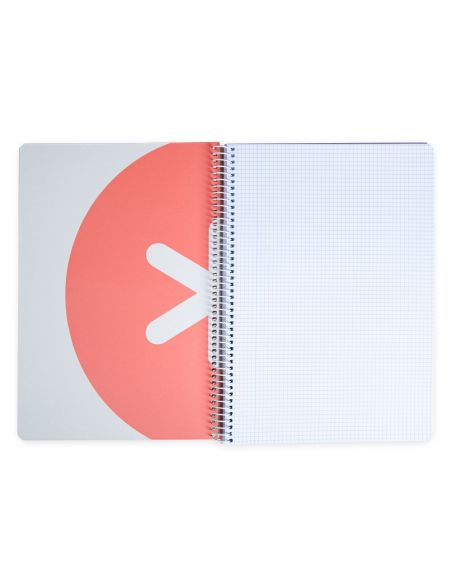 Cuaderno Espiral A4 Antartik Tapa Dura 80H 90Gr Cuadro 4Mm Con Margen Color Coral
