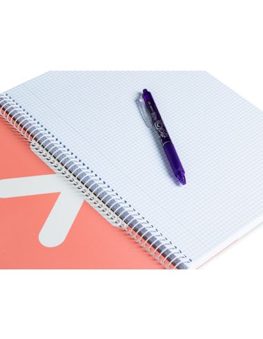 Cuaderno Espiral A4 Antartik Tapa Dura 80H 90Gr Cuadro 4Mm Con Margen Color Coral