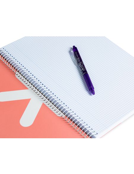Cuaderno Espiral A4 Antartik Tapa Dura 80H 90Gr Cuadro 4Mm Con Margen Color Coral