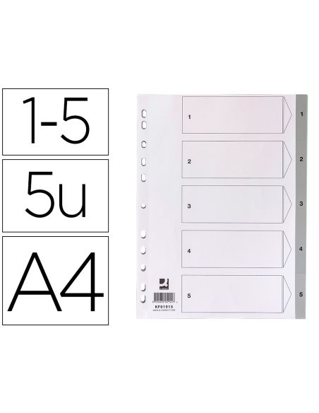 Separador Numerico Q-Connect Plastico 1-5 Juego De 5 Separadores Din A4 Multitaladro