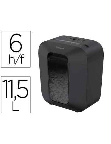 Destructora De Documentos Fellowes Lx25 Capacidad 6H Seguridad P4 Grapas Clips Y Tarjetas Papelera 11,5 L