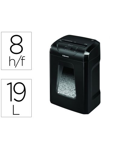 Destructora De Documentos Fellowes 12C Capacidad 8H Seguridad P4 Grapas Clips Y Tarjetas Papelera 19 L