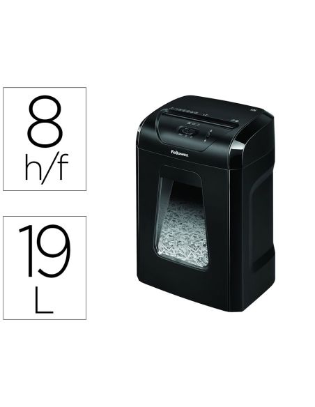 Destructora De Documentos Fellowes 12C Capacidad 8H Seguridad P4 Grapas Clips Y Tarjetas Papelera 19 L
