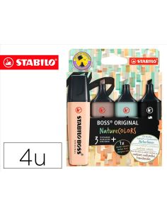 Rotulador Stabilo Boss Pastel Fluorescente 70 Nature Colors Estuche De 4 Unidades Colores Surtidos