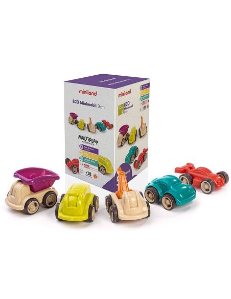 Juego Miniland Set De 5 Minimobiles Fabricados En Material Eco Friendly 150X210X150 Mm