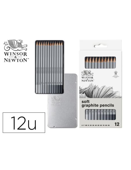 Lapices De Grafito Soft Winsor&Newton Studio Coleccion Caja Metalica Con 12 Unidades Graduaciones Surtidas