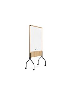 Pizarra Blanca Rocada Doble Cara Lacada Magnetica Tablero Melamina Roble Base Con 4 Ruedas 92X125 Cm