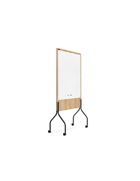 Pizarra Blanca Rocada Doble Cara Lacada Magnetica Tablero Melamina Roble Base Con 4 Ruedas 92X125 Cm