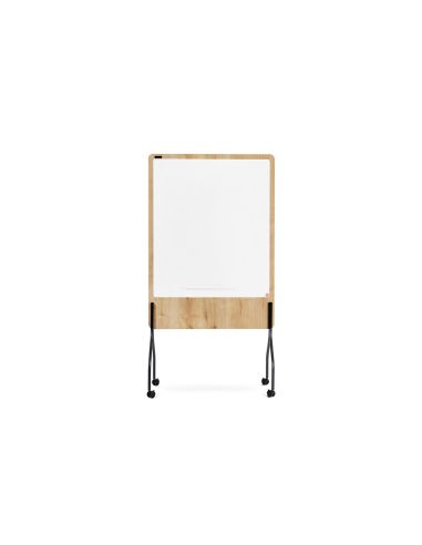 Pizarra Blanca Rocada Doble Cara Lacada Magnetica Tablero Melamina Roble Base Con 4 Ruedas 92X125 Cm