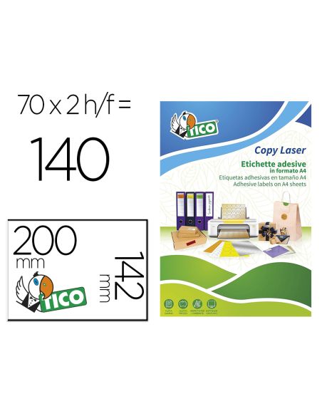 Etiqueta Adhesiva Tico Amarill O Fluorescentes Permanente Fsclaser/Inkjet/Fotocopia 200X142Mm Caja De 140 Unidades