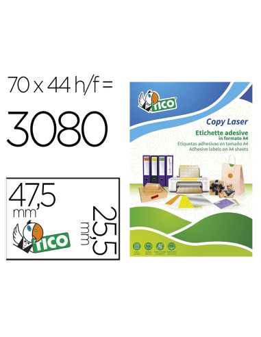 Etiqueta Adhesiva Tico Verde F Luorescentes Permanente Fsc Laser/Inkjet/Fotocopia 47,5X25,5 Mmcaja De 3080 Unidades