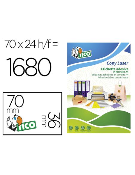 Etiqueta Adhesiva Tico Rojo Fl Uorescenteses Permanente Fsc Laser/Inkjet/Fotocopia 70X36 Mmcaja De 1680 Unidades
