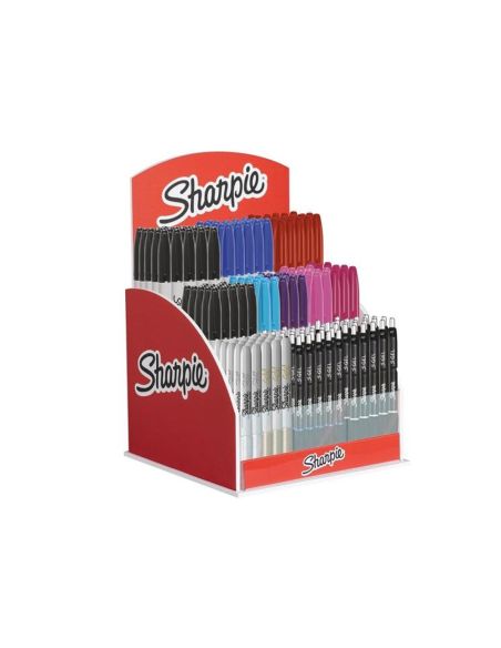 Expositor Sharpie De Sobremesa Acrilico Con 120 Rotuladores Permanentes Y 24 Boligrafos Gel Colores