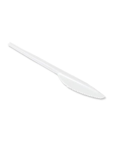 Cuchillo De Plastico Blanco Reutilizable Paquete De 100 Unidades