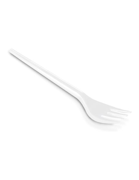 Tenedor De Plastico Blanco Reutilizable Paquete De 100 Unidades