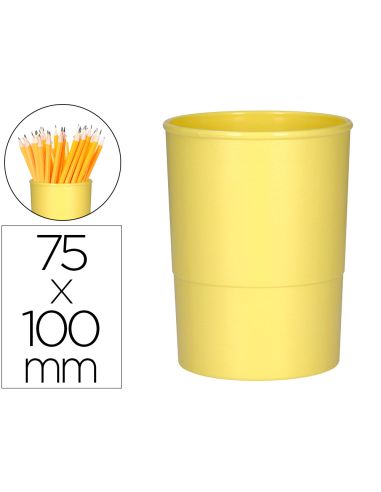 Cubilete Portalapices Q-Connect Amarillo Pastel Opaco Plastico Diametro 75 Mm Alto 100 Mm