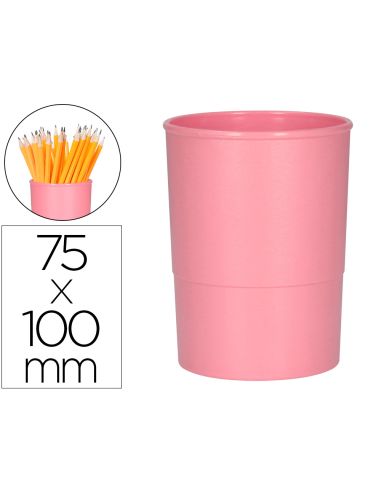 Cubilete Portalapices Q-Connect Rosa Pastel Opaco Plastico Diametro 75 Mm Alto 100 Mm