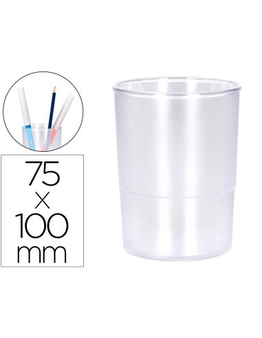 Cubilete Portalapices Q-Connect Transparente Plastico Diametro 75 Mm Alto 100 Mm