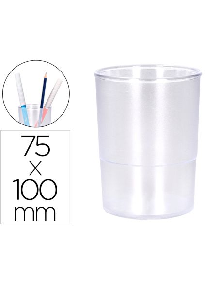 Cubilete Portalapices Q-Connect Transparente Plastico Diametro 75 Mm Alto 100 Mm