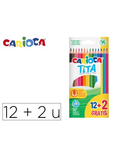 Lapices De Colores Carioca Tita Hexagonal 12 Unidades Colores Surtidos + 2 Gratis