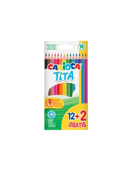 Lapices De Colores Carioca Tita Hexagonal 12 Unidades Colores Surtidos + 2 Gratis
