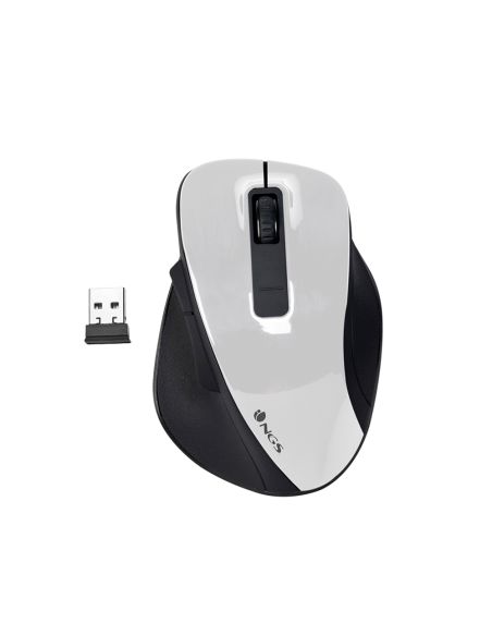 Raton Ngs Bow Optico 800/1200/1600 Dpi Inalambrico 5 Botones Optico Receptor 2.4 Ghz Blanco