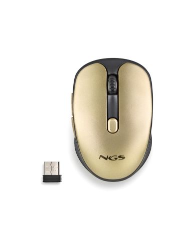 Raton Ngs Evo Rust Optico 800/1200/1600 Dpi Inalambrico 5 Botones Teclas Silenciosas Receptor Usb 2,4 Ghz Dorado