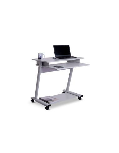 Mesa Ordenador Rocada Rd-9100 Sistema Bloqueo Con Ruedas Estructura Metalica Con Bandeja Teclado Extraible
