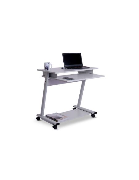 Mesa Ordenador Rocada Rd-9100 Sistema Bloqueo Con Ruedas Estructura Metalica Con Bandeja Teclado Extraible