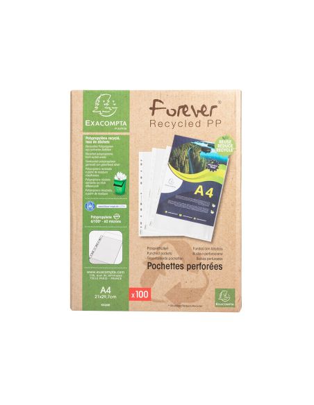 Funda Multitaladro Exacompta Reciclada Polipropileno 60 Mc Din A4 Piel De Naranja Caja De 100 Unidades