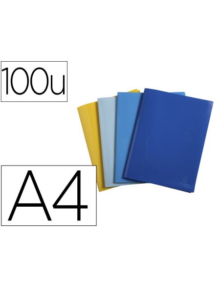 Carpeta Exacompta Escaparate 100 Fundas Din A4 Reciclada Polipropileno Colores Surtidos
