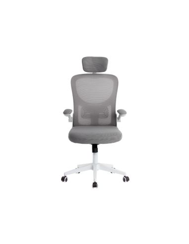 Silla Q-Connect Ergonomica Pal Ermo Malla Base Nylon Alt Max 1300 Anc 610 Prof 600 Ruedas Premium Color Blanco Gris
