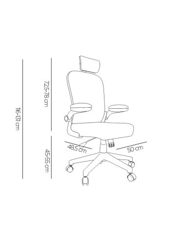 Silla Q-Connect Ergonomica Pal Ermo Malla Base Nylon Alt Max 1300 Anc 610 Prof 600 Ruedas Premium Color Blanco Gris