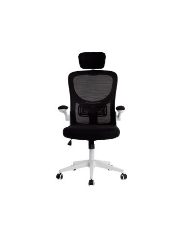 Silla Q-Connect Ergonomica Pal Ermo Malla Base Nylon Alt Max 1300 Anc 610 Prof 600 Ruedas Premium Color Blanco Negro