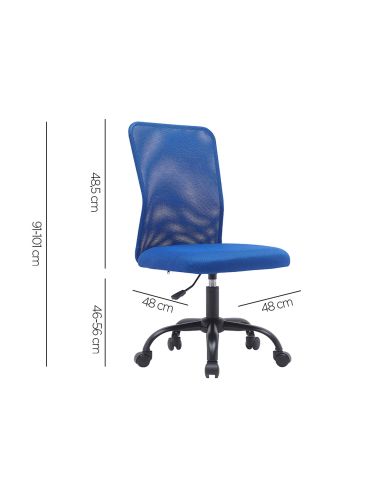 Silla Q-Connect Oficina Parma Malla Sin Reposabrazos Alt Max 990 Anc 480 Prof 590 Color Azul