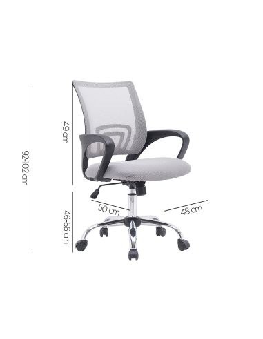 Silla Q-Connect Oficina Siena Malla Base Metalica Alt Max 1000 Anc 560 Prof 570 Ruedas Premium Color Blanco Gris