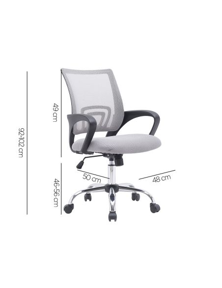Silla Q-Connect Oficina Siena Malla Base Metalica Alt Max 1000 Anc 560 Prof 570 Ruedas Premium Color Blanco Gris