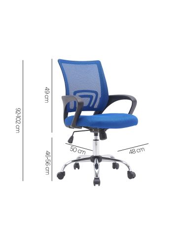Silla Q-Connect Oficina Siena Malla Base Metalica Alt Max 1000 Anc 560 Prof 570 Ruedas Premium Color Negro Azul